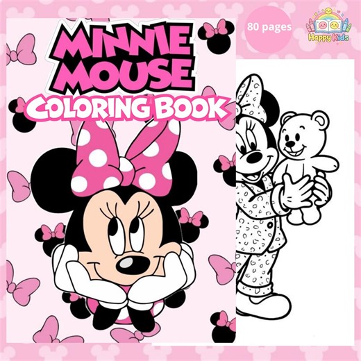 Minnie Mouse Coloring Book – 80 Cute Coloring Pages for Kids, Toddler & Preschool Activity Book, Disney Inspired Printable PDF A4 - Etsy