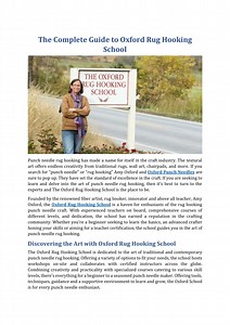 The Complete Guide to Oxford Rug Hooking School - SlideServe