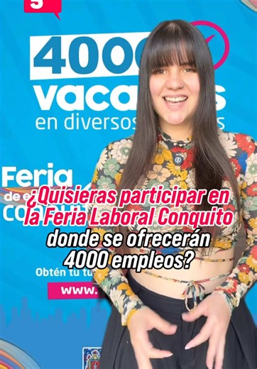 ¿Quisieras participar en la Feria Laboral Conquito donde se ofrecerán 4000 empleos?🧐 Ingresa al siguiente link para el registro a partir del 15 de julio https://www.conquito.org.ec ✨ #trabajo #feria #laboral #empleo #quito