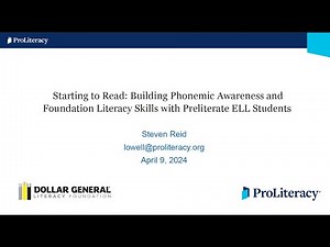Building Phonemic Awareness and Foundation Literacy Skills with Preliterate ELL Students
