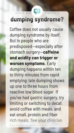 Can coffee cause dumping syndrome?