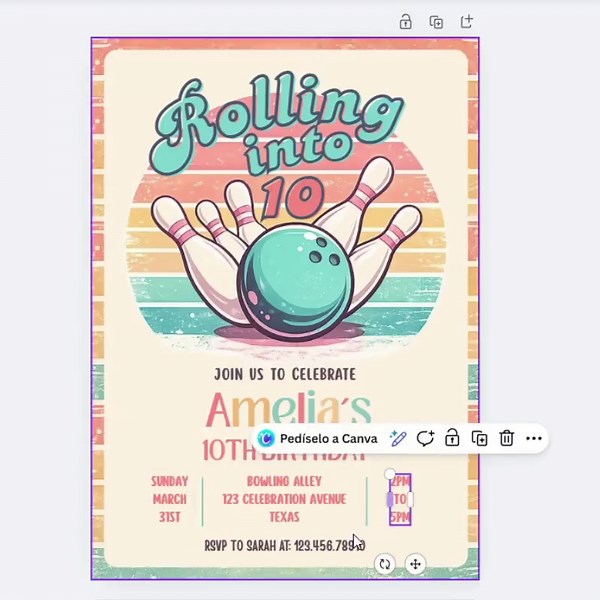 Bowling Birthday Invitation: Retro Bowling Party Invite, Any Age (editable Canva Template) - Etsy
