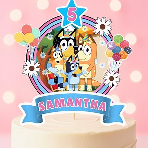 Editable Blue Dog Birthday Cake Topper: Personalized Printable Cake Decoration - Etsy Australia