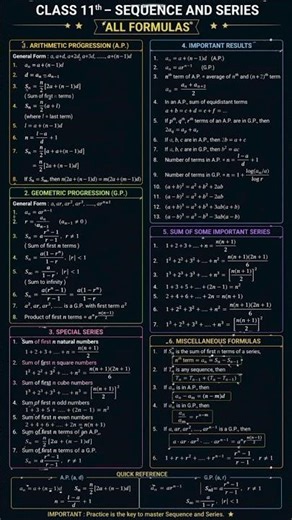 sequence and series formulas quick revision 💥💥💥💥🌟🔥💯