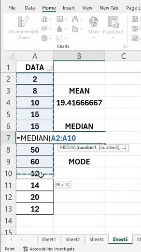 How to find mean median and mode in excel | excel tutorial
