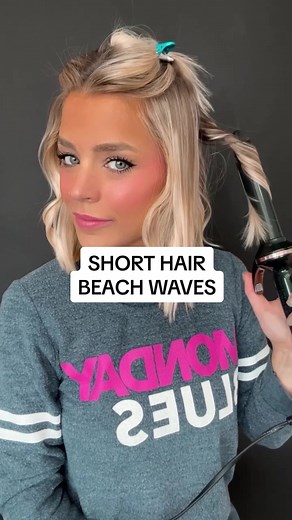 beach waves on short hair #beachwaves #shorthair #finehairtips #hairtutorial #easyhairstyles hairstyles for fine hair
