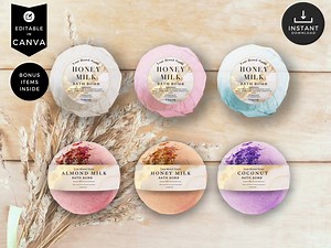 Bath Bomb Labels, Gold, Editable Soap Templates, Cosmetic Label Templates, Canva Template, Skincare Label Template, Product Labels, CBW1 - Etsy