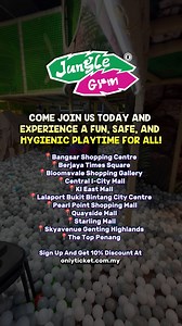 Jungle Gym, safety is our top priority! Before we open our doors, we take extra care to sanitize every surface and piece of equipment, including our balls, which are treated with UV light for added protection. We believe in creating a fun and safe environment where everyone can enjoy their playtime worry-free. Play safe, play fun! 📍Bangsar Shopping Centre 📍Berjaya Times Square 📍Bloomsvale Shopping Gallery 📍Central I-City Mall 📍KL East Mall 📍Lalaport Bukit Bintang City Centre 📍Pearl Point 