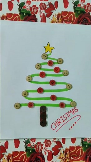 How To draw Christmas tree🎄|button art christmas tree easy drawing idea step by step#artwork#viral