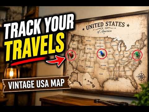 Large Vintage USA Push Pin Map Wall Art Review | Rustic Travel Map with Pins