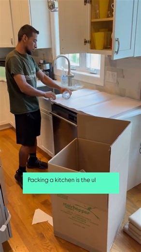 If you’ve ever packed a kitchen, you know - it’s the final boss of moving. 🍳 Fragile glasses, fifty spices, and that one drawer full of “random things.” At Stairhopper Movers, our team has this down to a science - fast hands and steady wrap. 💪 You have the marvelous option to skip the chaos and still unpack a kitchen that’s intact, organized, and ready for your first meal. 💚 #NewHampshire #MovingDay #StairhopperMovers | StairHopper Movers NH