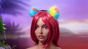 Neon Pom Pom Headband Rainbow Headband Fluffy Ball Bear Ears Headbands for Halloween Cosplay Party Favor(Colorful)