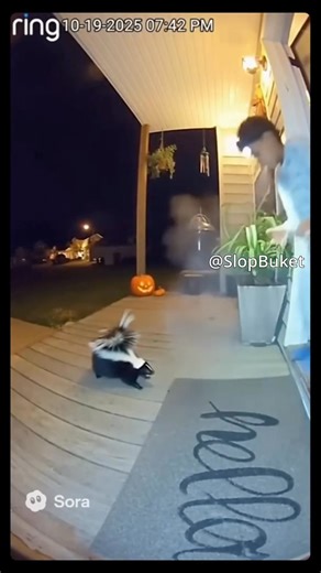Kid Sprayed by Skunk - Ring Camera | SlopBuket