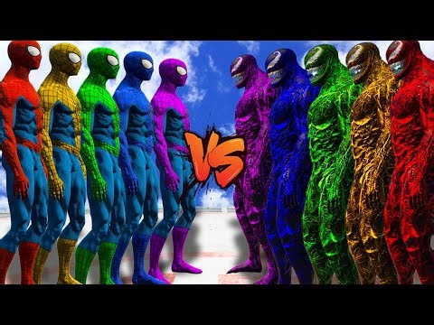 Multicolor Spider-Man Team vs Rainbow Venom Army – Who Will Win?