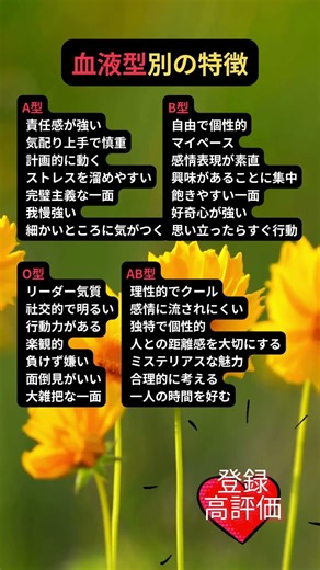 血液型別の特徴