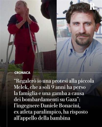 Non se lo è fatto ripetere due volte. Forse perché conosce bene quel dolore ma anche quella voglia di ricominciare. Quando ha sentito l'appello di Melek – la bambina di Gaza che chiedeva una protesi per poter riprendere a giocare – Daniele Bonacini ha pensato di offrire il suo aiuto. Anzi, a dirla tutta, aveva già inviato del materiale, ma la situazione di blocco imposta dagli israeliani finora non gli ha consentito di raggiungere i pazienti. Bonacini propone due soluzioni, magari con l'aiuto de