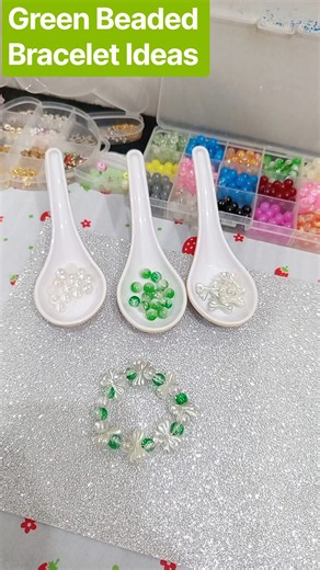 Green Beaded Bracelet Ideas💚🤍|Cute &Elegant Handmade Jewelry| Diy Bracelet💕 #smallbusiness #bracelet