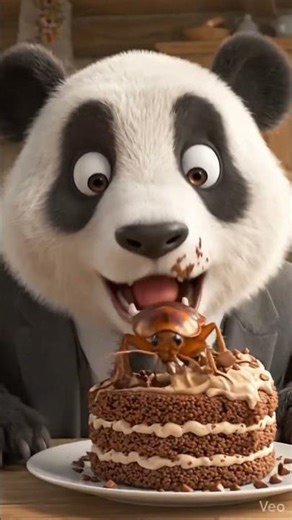 will panda eat cockroach cake 🎂 #trending #aireels #panda #animation