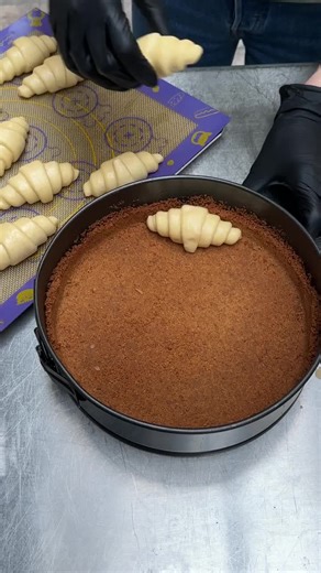 Croissant Crusted Cheesecake! Cheesecake with a buttery twist 😋🥐#fyp #viral #food #foodie