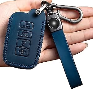 Key Fob Cover for Toyota with Keychain,Key Fob Case for Toyota RAV4 Camry Corolla Avalon Tacoma Highlander 4Runner Tundra Prius Prado Smart Key,Anti-dust Full Protection Key Shell,Car Accessories,Blue