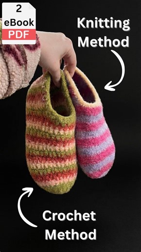 Knitting & Crochet Slippers Pattern, Felted Wool House Shoes (PDF Download) - Etsy
