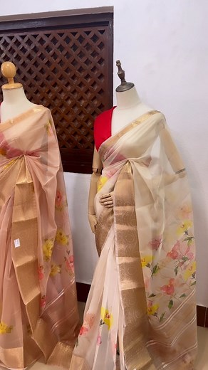 Organza Saree with Floral Print! | Ruby's Collection