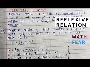 WHAT IS REFLEXIVE RELATION | NCERT CHAPTER 1 | RELATION AND FUNCTIONS | MATH FEAR |