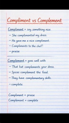 Compliment vs Complement | English Confusing Words