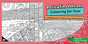 Parícutin Volcano Colouring for Four (Ages 5 - 7)