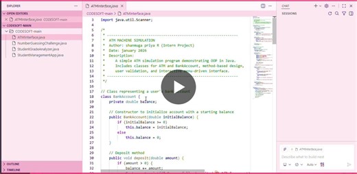 🌟 My Internship Journey with CODSOFT 🌟 I’m thrilled to share the completion of my Java Development Internship at CODSOFT! 🎯 During this journey, I had the opportunity to work on several hands-on… | shanmuga priya Ramesh