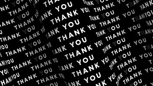 Thank you promo text flow on the wave animation loop.