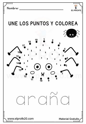 Dibujos de Insectos para Unir Puntos y Colorear para Niños