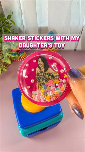 Reyna | DIY Crafts, Cricut + Amazon Finds on Instagram: "Making Shaker Stickers (with my daughters toy kit). My little one and I enjoy this little toy so much, I decided to just play around with it and try to create custom shaker stickers with it. I now am absolutely obsessed with it, and l want to turn stickers into a magnet next and add pictures of my kids and my dog and turn them into shaker stickers! #stickers #stickermaker #stickermaking #giftsforkids #shakerstickers"