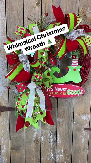 1.3K views | Yes…You can use Deco Mesh on a Grapevine Wreath! #christmasdecorating #redandgreen #christmaswreaths #elfdecor #christmaswreath #holidaywreath #christmasdecor | ADOORable Deco Decor | Facebook