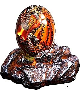 Lava Dragon Egg, Resin Handmade Dragon Egg Sculpture, Green, Red, Orange, Modern, Contemporary, Tabletop, 5.5x5.5x8 cm, 140g