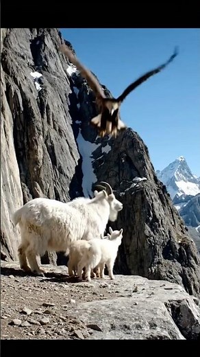 Breathtaking Golden Eagle Attack on Mountain Goat: Epic Fight for Survival on the Cliffs