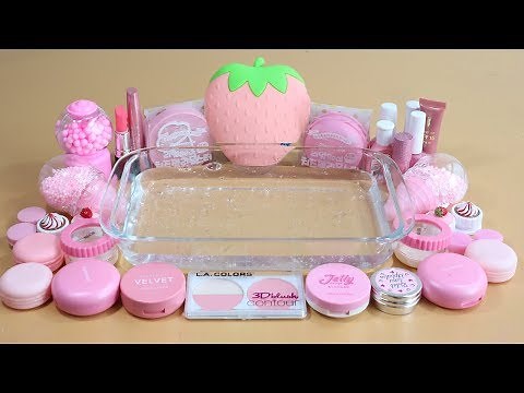 'Special Mega Pink' Mixing'Mega Pink''Eyeshadow,Makeup and glitter Into Clear Slime.