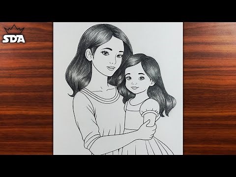 How to Draw a Mother and Daughter ❤️ Mother's Day Love Drawing