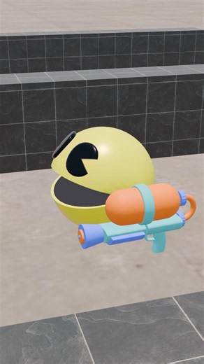 Yellow Pacman Uses a Bubble Gun Against Monster Pacman! 😱 🫧 #pacman #shorts #monsterpacman