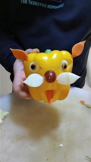 Golden Capsicum Teddy Bear Art Creative Vegetable Carving#Vegetable Cutting Tips and Tricks#Knife