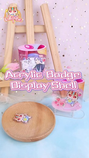 There are actually two ways to make an acrylic display stand for a badge protective case. Do you have any other creative ideas? #fyp #merch #customize #manufacturing #customization #lollipopins #artistalley #custom #manu #artist #art #acrylic #charms #buttonpins #badge #art #artist #artwork | Lollipopins | Facebook