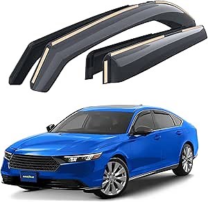 Goodyear Shatterproof in-Channel Window Deflectors for Honda Accord 2023-2024, Rain Guards, Window Visors for Cars, Vent Deflector, Car Accessories, 4 pcs - GY007972, Premium Smoke