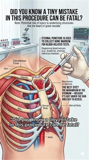Sternal Puncture Explained in 30 Seconds 💉⚠️ Life Saving but Risky! #medicaleducation