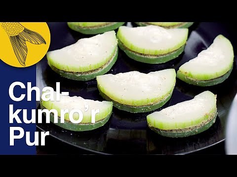 Chalkumro'r bora/bhaja shorshe diye—fried stuffed ash gourd—Bengali vegetarian recipe