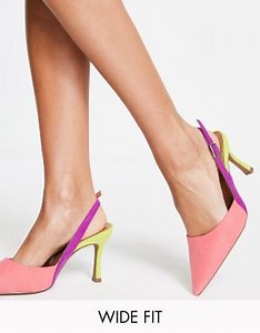 ASOS DESIGN Wide Fit Samber slingback stiletto heels in multi | ASOS