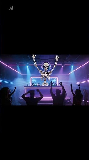 3D Skeleton DJ in Neon Club | Cinematic Nightclub Animation Scene #shorts #ai