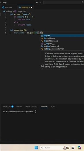 Python desde cero: número par o impar #python #aprendepython #shorts