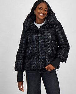GUESS Women's Melie Houndstooth Puffer Jacket  - Macy's
