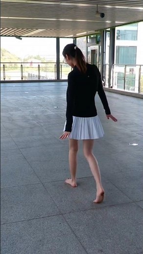 beautiful girl barefoot Due to unfinished construction, very dirty feet, short skirt #barefoot
