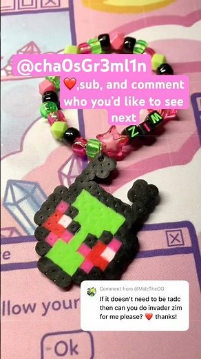 Epic Invader Zim Perler Bead DIY: Make Your Own Alien Kandi! 👽 #Shorts #viral #edit #youtubeshorts